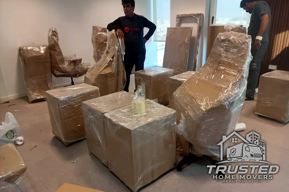 Trusted Home Movers crew handling an office relocation in the UAE