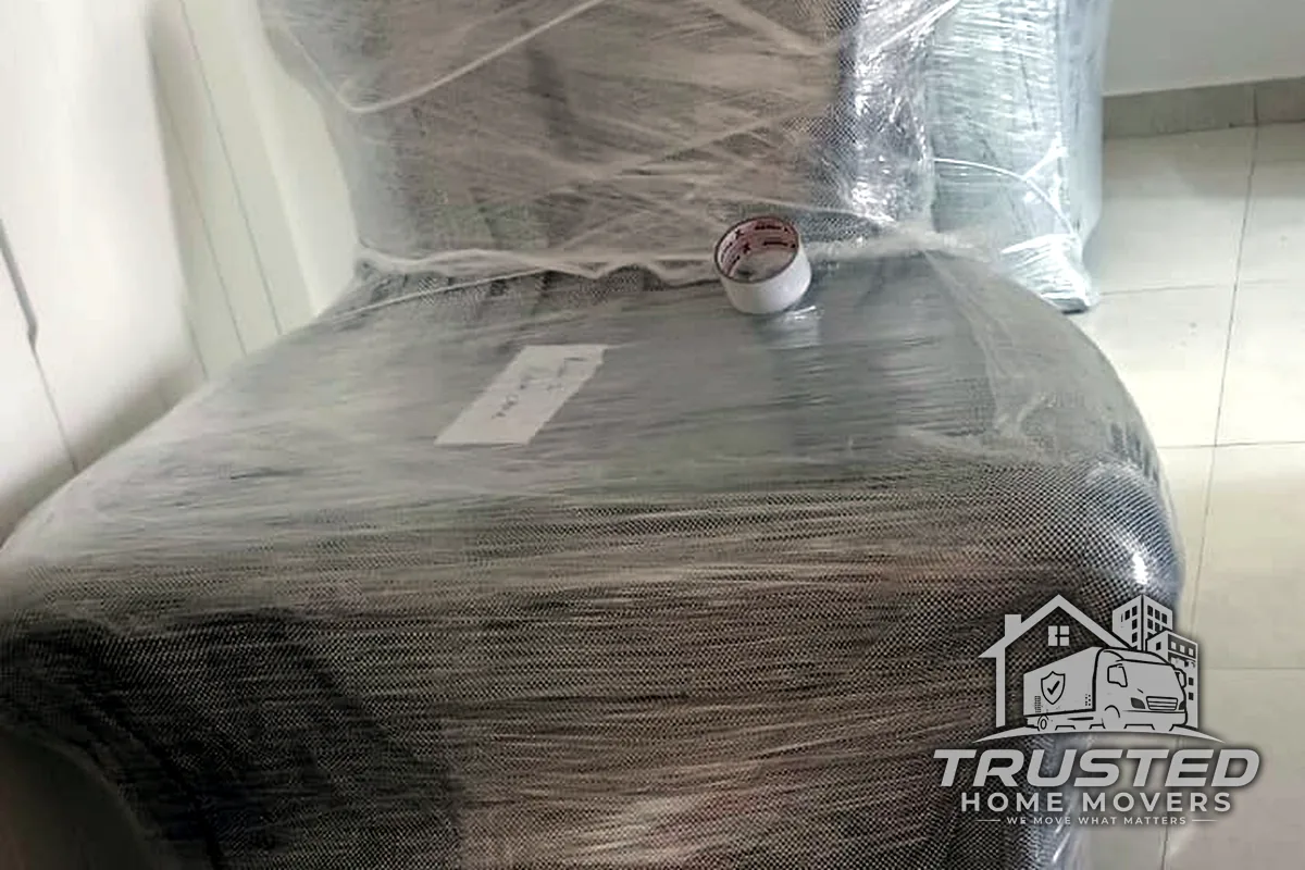 Furniture carefully wrapped and protected for safe moving in the UAE